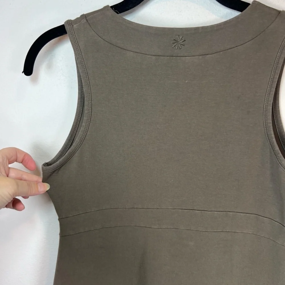 Athleta Señorita Organic Cotton Mini Dress Olive Green  Sleeveless V-Neck  Small - Picture 10 of 12